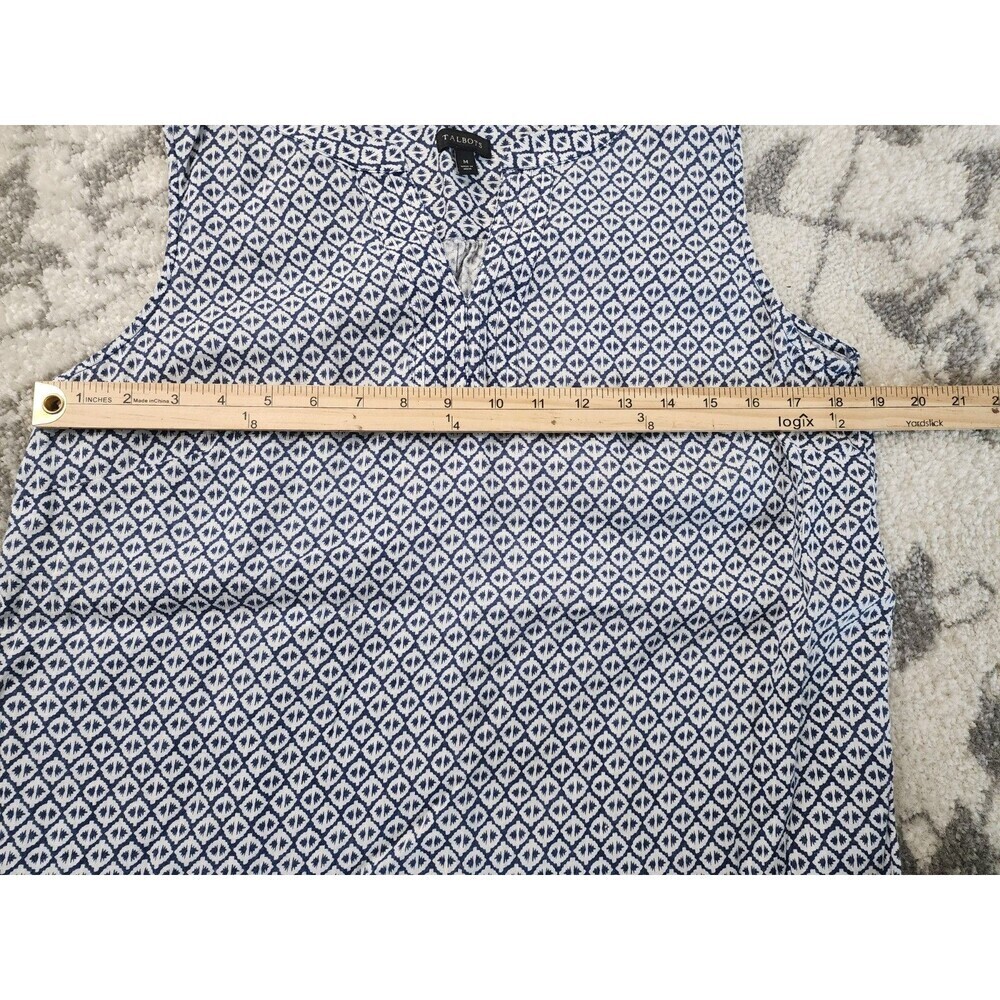 Talbots Med Blue White Shell Tank top Coastal Grandma Summer Nautical Sleeveless - Picture 5 of 7